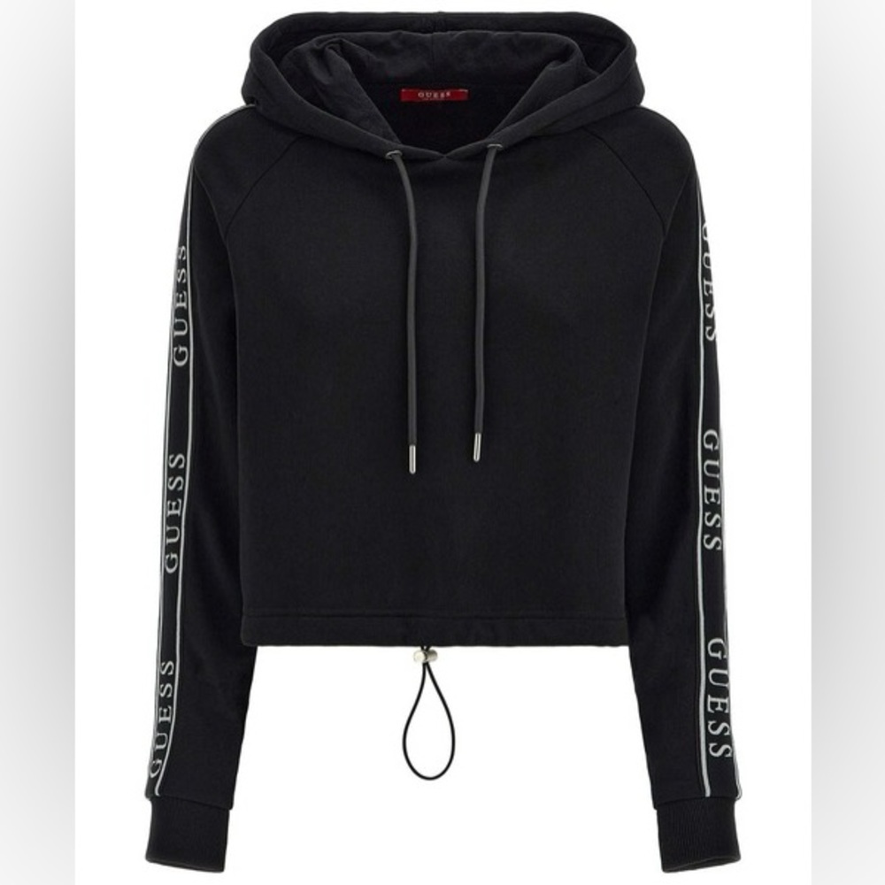 GUESS Black Crop Blanche Hoodie Size Small